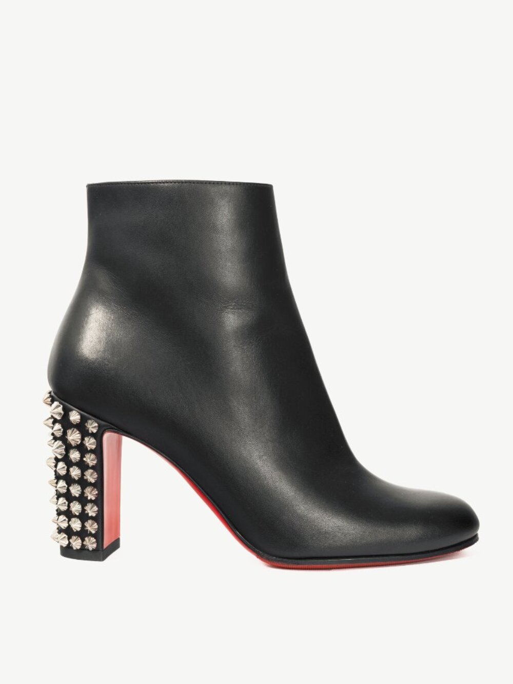 Christian Louboutin Suzi Folk 85 Black Leather Studded-Heel Booties